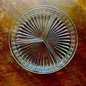 Vintage‎ Pressed Glass Button Pattern Divided Dish